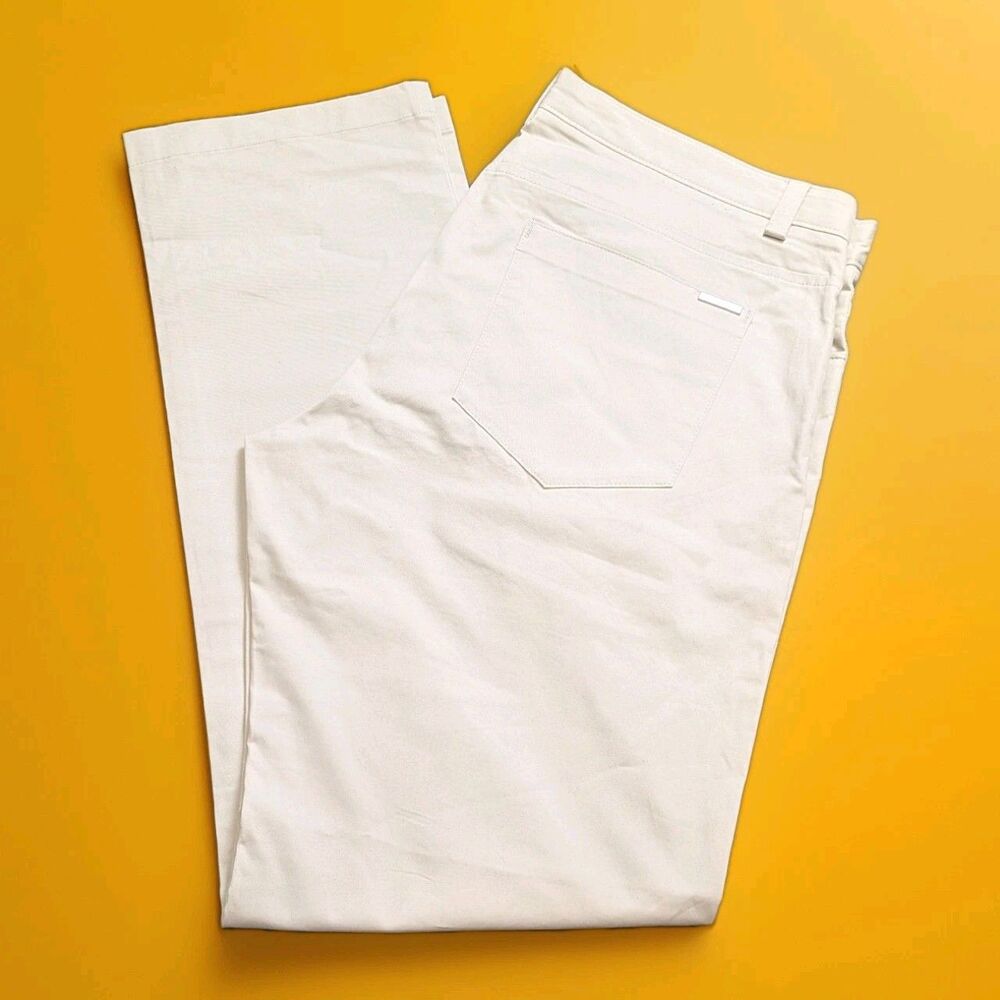Calvin Klein Slim Fit Tech Chino Pants Men's 34/32 Light Bone Beige - Picture 1 of 12